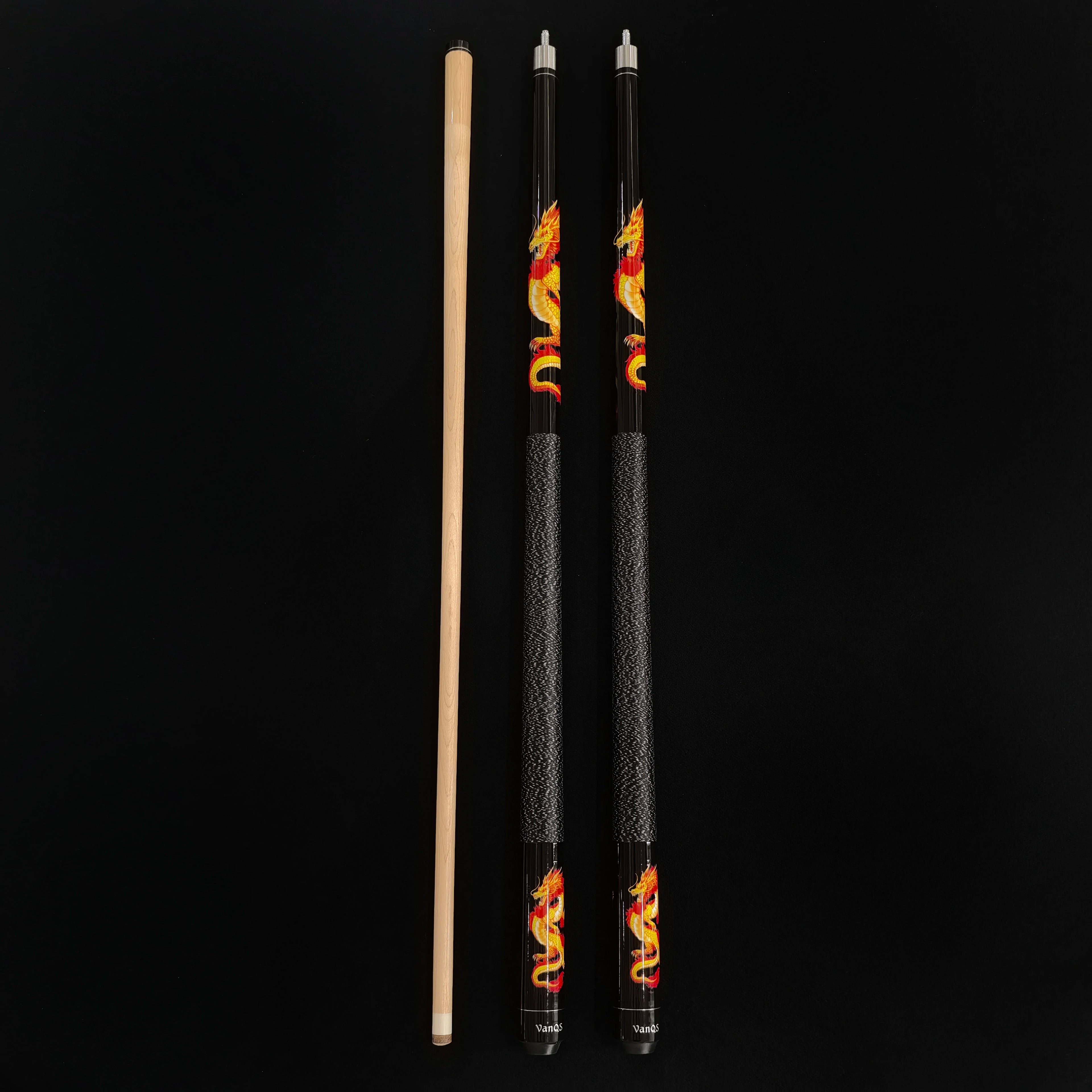 Special Style 1/2 Center Jointed Maple Wood Billiard Pool Cue Stick With Dragon Pattern