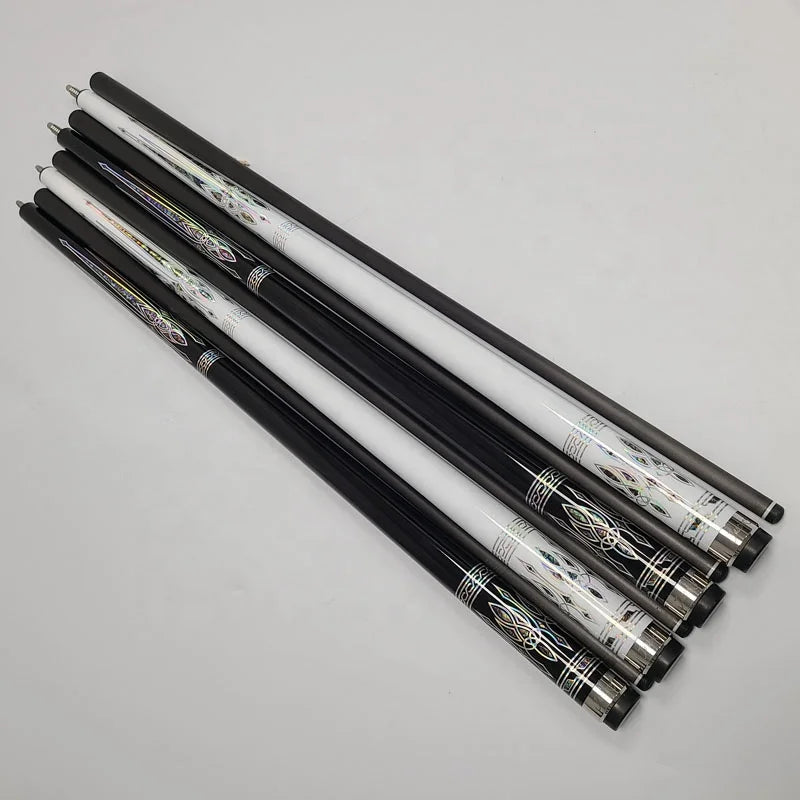 New Professional Jassinry Full Carbon fibre Pool Cues 58inch 12.5mm Radial Pin/Uni-lock Billiards Cue Sticks White/Black