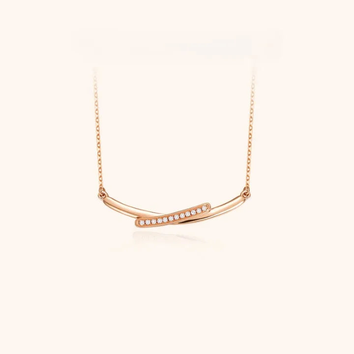 H&F Original Smile 18k Real Gold Necklace With Natural Diamond Rose 18 Carat Solid Gold Necklace Chain for Women