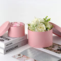 Custom Logo Cylinder Cardboard Flower Rose Packaging Box Embossing Matt Lamination Pink Color Recyclable Rigid Box Photo Frame