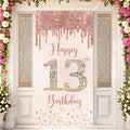 Happy 13/18/21th Birthday Vertical Banner Welcome Door Signs Wall Hanging Ornament Birthday Banner Door Flag for Party Decor