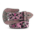 Cowboy High Quality Rhinestone Beaded PU Leather Alloy Buckle Hip Hop Punk Bb Studded Belts for Men Women