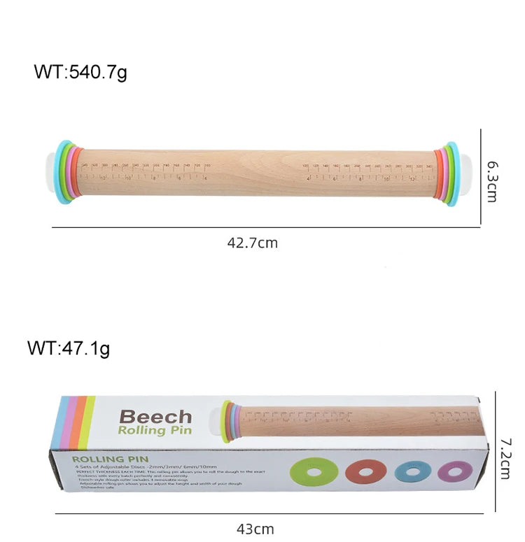Hot Sale Home Use Kitchen Gadget Wooden Roller Pin Baking Flour Pastry Dough Adjustable Rolling Pin