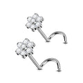 Titanium Zircon Flower Nose Ring Stud Gold Plated Silver Luxury Wedding Gift Body Jewelry