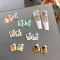 3D New Rectangular Rounded Stacking Finished Products Super Flash Diamond Light Luxury Nail Salon Nail Art Decoration