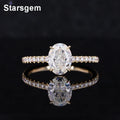 18K Solid Gold 6*8mm Oval Shape Moissanite with Lab Grown Diamond Side Stone Wedding Ring