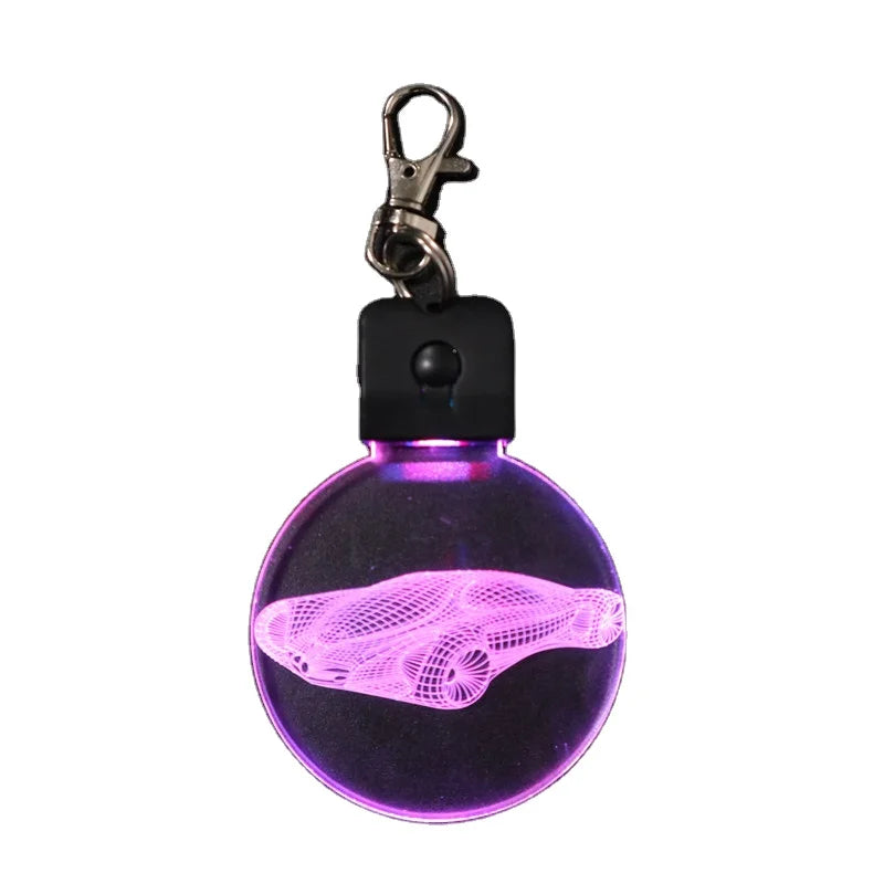Car Custom Design Laser Led Flashlight Keychain 3D Led Mini Small Metal Acrylic Keychain