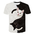 Novelty Graphic T-Shirts 3D Cute Cat Print Short Sleeve Round Neck Tee Blouse Casual Summer Basic Shirts