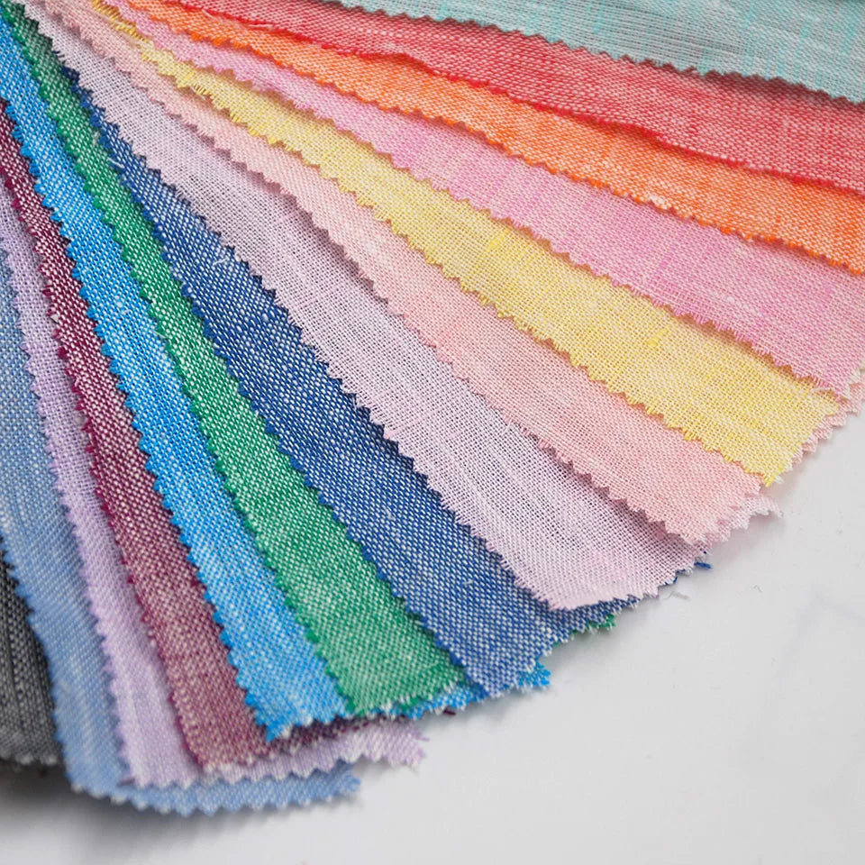 Hot Selling Hemp Two-tone Chambray Style Colorful Cotton Soft Yarn Dyed Slub Linen Shirting Fabric