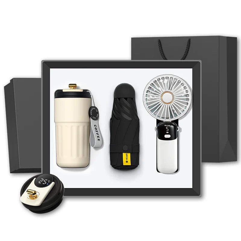 Special Hot Summer Wedding Souvenirs Promo Gift Mug Capsule Umbrella Foldable Fan Gift Set for Guests