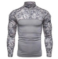 Men's Tactical Shirt Long Sleeve for Sports Uniform Shirt Training Fitting Camouflage Long Sleeve Zsipper T-shirt