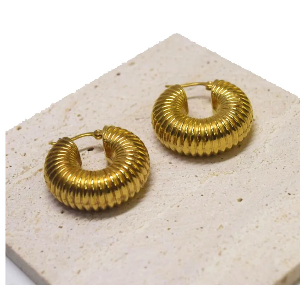 Fashion Thick Chunky Pvd Gold Plated Stainless Steel Hoop Earring Women Earrings Jewelry