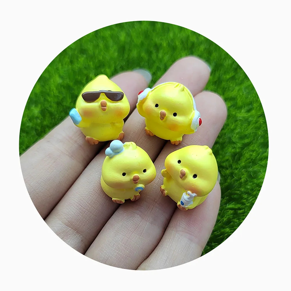 Cute Mini 3D Yellow Chick Doll House Miniature Resin Animal Figures for Collection Ornament Table Toys Kids GiftsSlime Supplies
