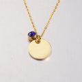 Mirror Polished Stainless Steel Jewelry 12 Birthstone Round Charm Custom Name Necklace