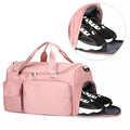 Wholesale Pink Waterproof Foldable Travel Bag Multifunctional Sports Gym Bag with Shoe Compartment MegaBDM