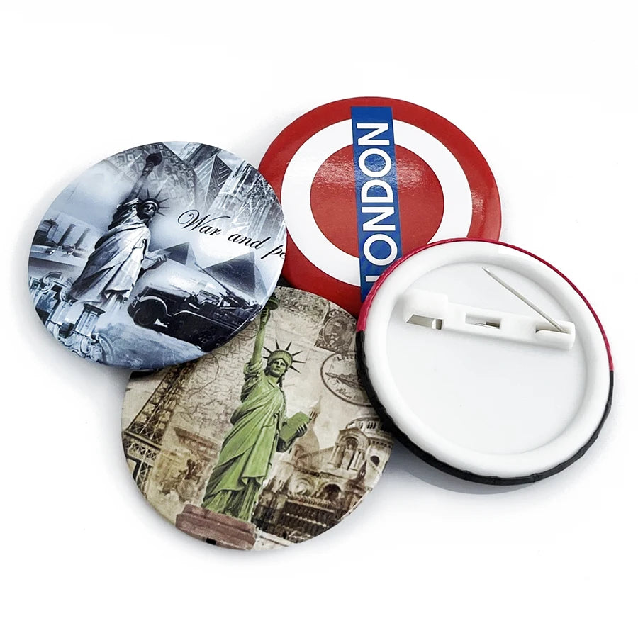 Custom Cheap Brooch Badge Tinplate Pin NO MOQ Metal Badge Tinplate Badge with Button