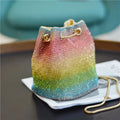2025 Fashion Lady Colorful Bride Evening Bag Chain Bucket Purse for Party Wedding Hand Bags Rhinestone Women Bridesmaid Handbag