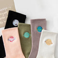 Custom Logo Design Embroidered Planet Ins Fashion Knitted Street Cotton Fashion Sports Socks Unisex