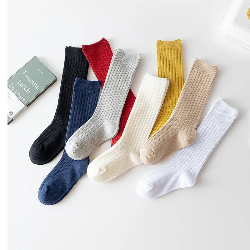 Baby Solid Color Long Tube Socks Autumn and Winter Baby Cotton Warm Knee High Socks Children Breathable Comfortable Stockings