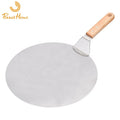 Stainless Steel Pizza Peel Wooden Handle Pizza Shovel Round Paddle Pizza Peels Cake Shovel Spatula Baking Tools