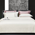 Simple Bed Linen Jacquard Comforter Duvet Cover 100% Cotton Satin Pillowcase White Bedding Sets