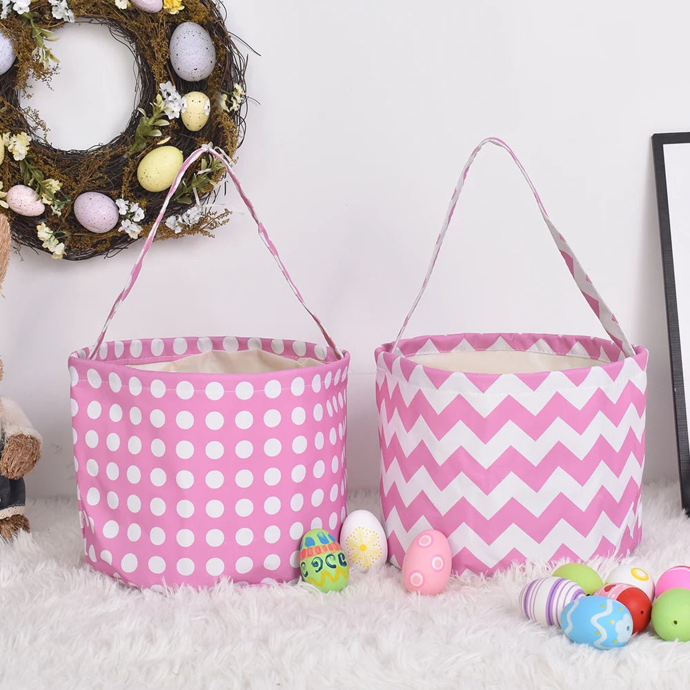 2023 Hot Sell Chevron Easter Baskets Classic Design Chevron Totes Buckets for Easter Holiday Easter Basket