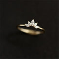 925 Sterling Silver Pave Crystal Plating 14k Gold Simple Crown Ring Women Fashion Temperament Wedding Jewelry Accessories
