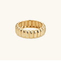 HJ Jewelry Trendy 18K Gold Plated Tarnish Free  Charlotte Ring Stainless Steel Polished Ring  for Women