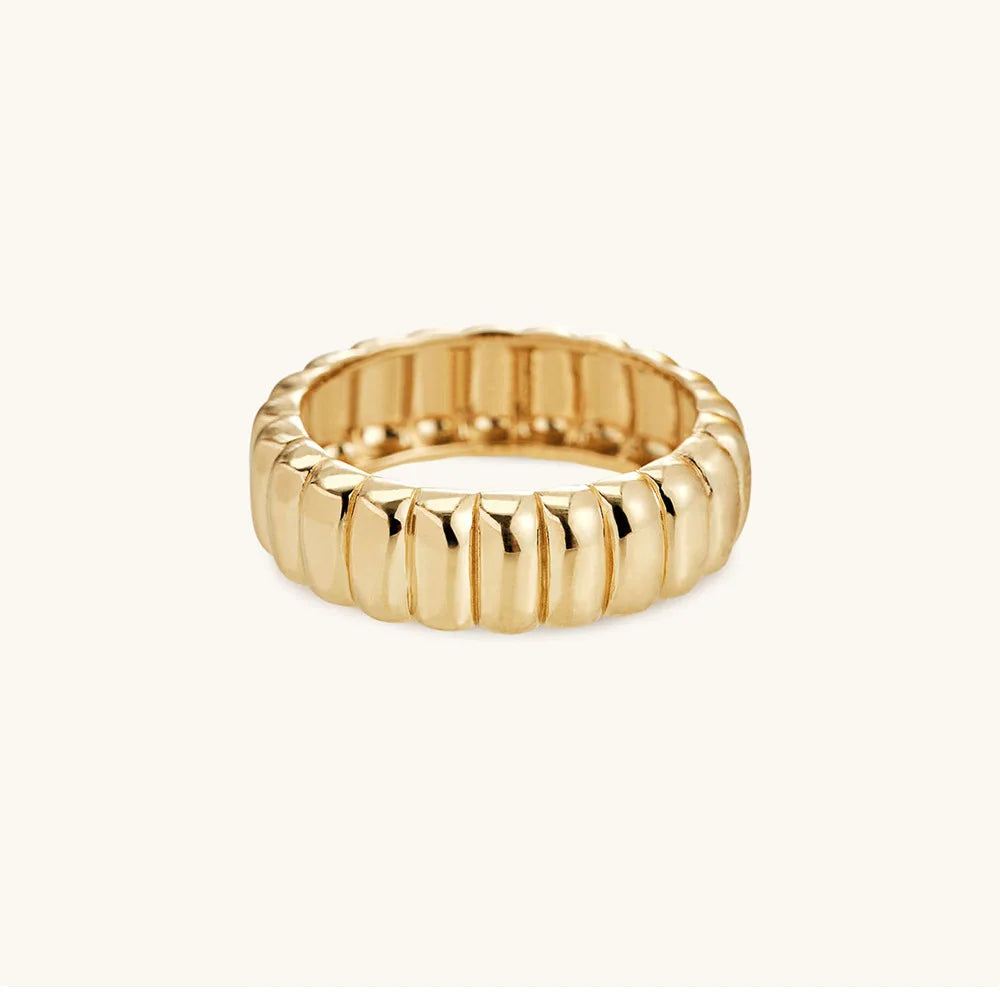 HJ Jewelry Trendy 18K Gold Plated Tarnish Free  Charlotte Ring Stainless Steel Polished Ring  for Women