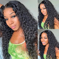Natural Hairline 13x4 Water Wave Lace Wig 280 Density 100% Brazilian Virgin Hair Black Color Real Human Hair Lace Front Wig
