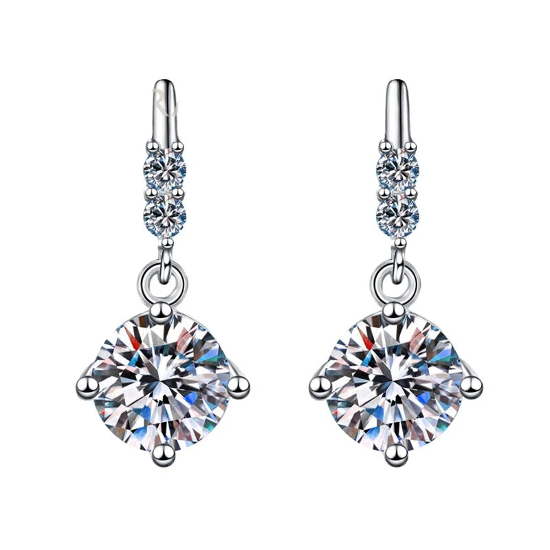 5mm 6mm Simple Design 925 Silver 4 Prong Set Round Moissanite Stud Earrings with GRA Certificate for Women