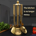 Wholesale Metal Kitchenware Cozinha Utensils Stainless Steel Gold Cooking Tool Set