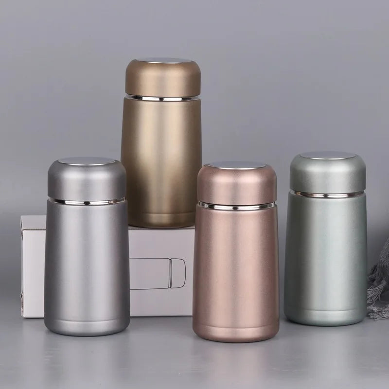 320ML Logo Custom Print Mini Cute Coffee Vacuum Flasks Thermos Stainless Steel Cup Travel Drink Water Bottle With Tea Infuser