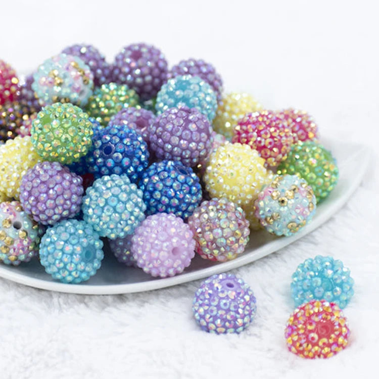 12mm DIY Round Resin Rhinestone Beads for Pen Making Shiny Chunky Rhinestone AB Color Acrylic Bead for Jewelry Making