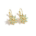 Vintage Trendy Ins Sun Titanium Steel Earrings Fashion Simple Turquoise 18k Gold-plated Jewelry Stainless Steel Women's Earrings