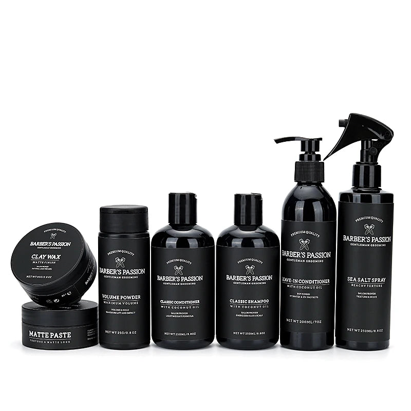 BARBERPASSION Private Label Barber Hair Conditioner Spray Shampoo Powder Hair Styling Set Men's Hair Care Products for Men
