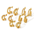 Hypoallergenic 18K Gold Plated Stainless Steel C-shape Hoop Earrings for Women Tarnish Waterproof Jewelry