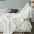 Chunky Soft Chenille Yarn Throw Handmade Thick Cable Knit Crochet Knit Blanket BG