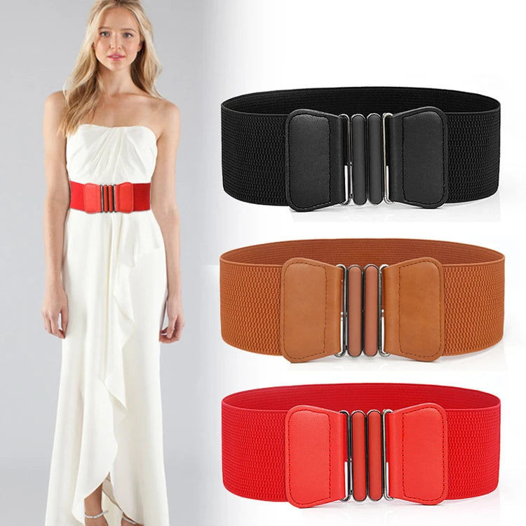 Simple and Versatile Designer Belts Buckle PU Plus Size Wide Belts Fashion Retro Belt for Women