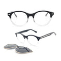 Designer Acetate Magnetic Round Sunglasses Polarized Clip-On Eyewear in Yellow Purple Red Frames