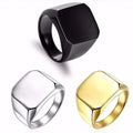2021 Fashion Simple Style Black Square Men Classic Wedding Engagement Ring Gold Plated Alloy Jewelry