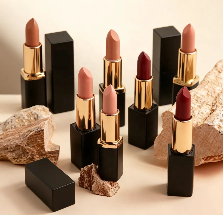 OEM Matte Lipstick with Organic Ingredients Long-Lasting Waterproof Makeup Private Label Glitter Cream Lips Packaged Box