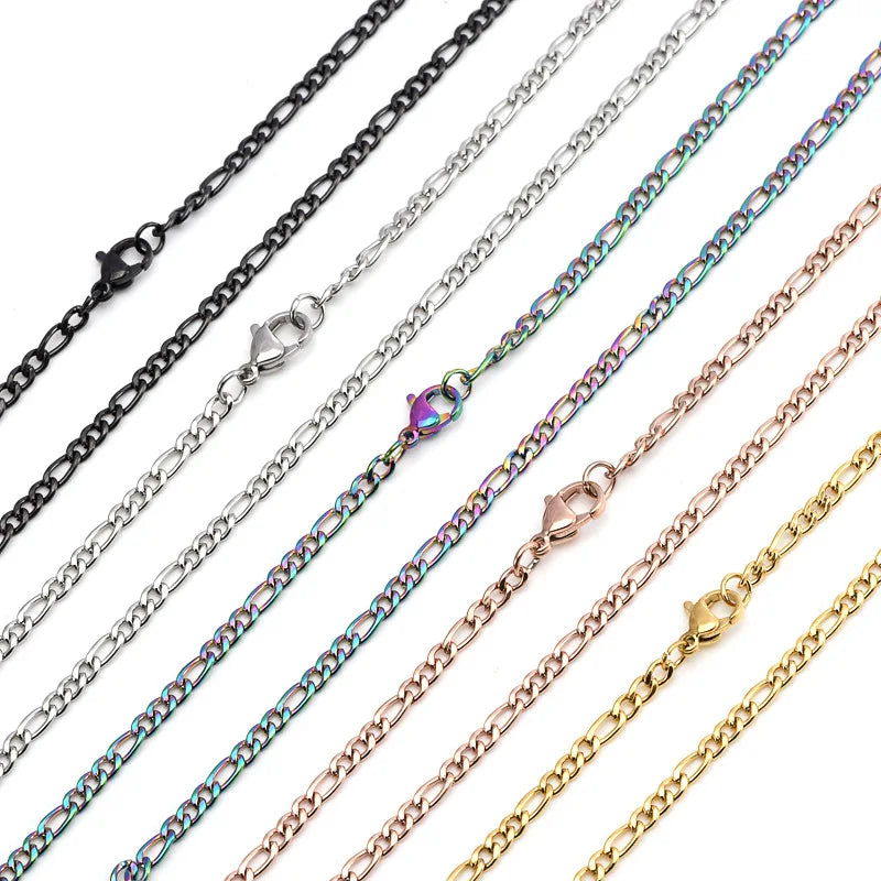 Manufacturer Wholesale Stainless Steel 3 4 5 6 7 8mm Nk Figaro Chain Necklace