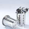 Kitchen Perforated Stainless Steel Cylinder Container Flatware Cutlery Cylinder Holder