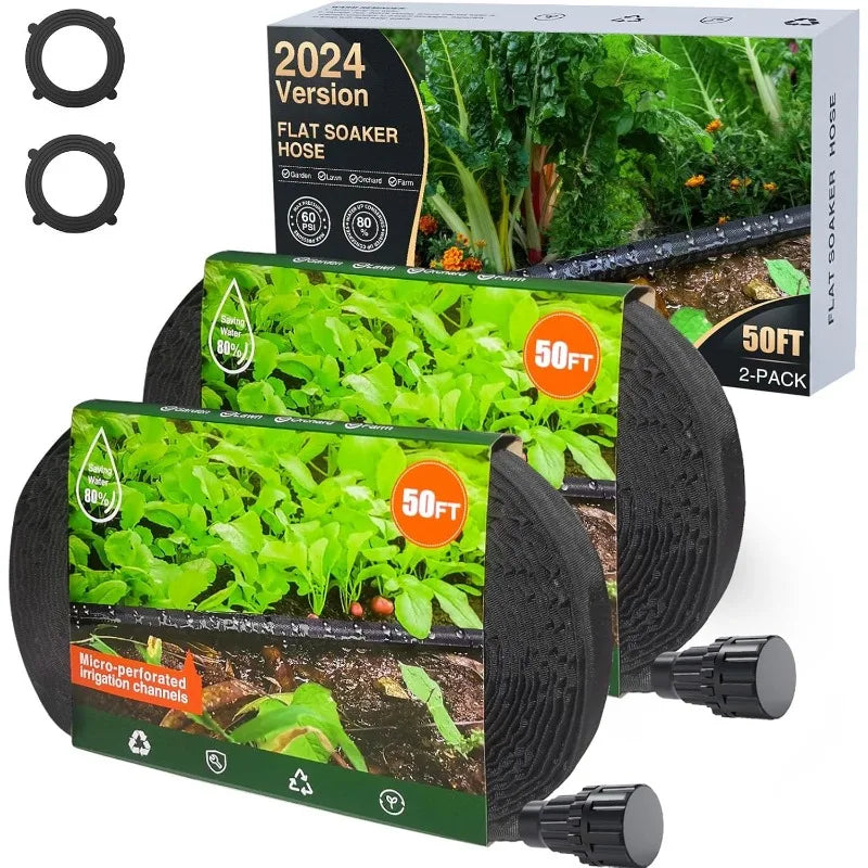 Soaker Hose Garden Beds Flat Soaker Hose Save 80% Water Lightweight Tough Drip Hose for Lawn Plants