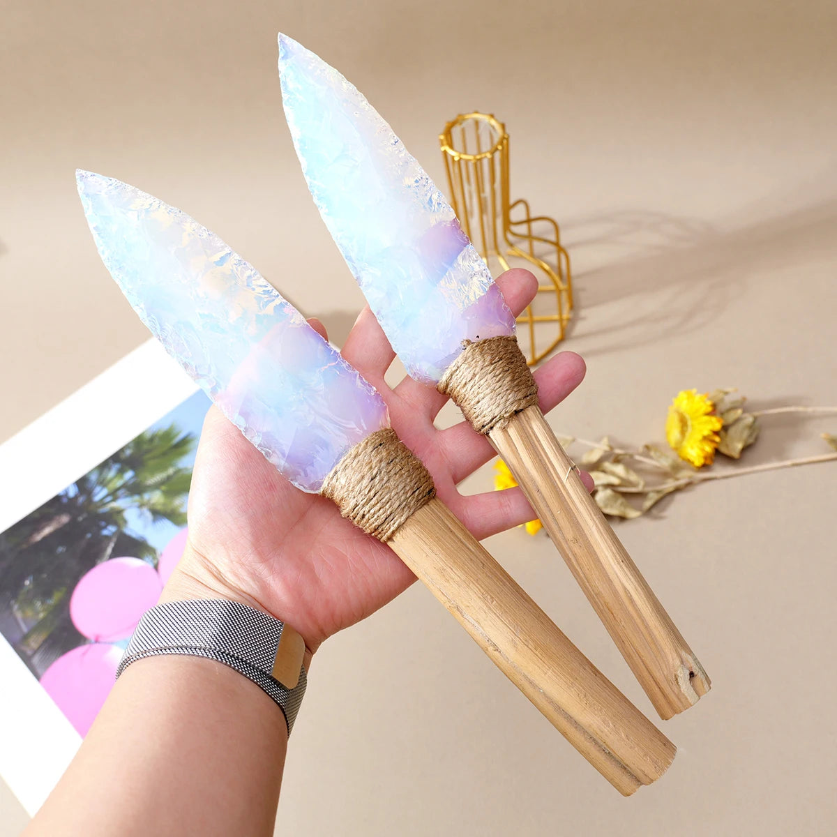 Wholesale New Product Crystal Healing Stones Opal Knife Dagger for Heart Decoration