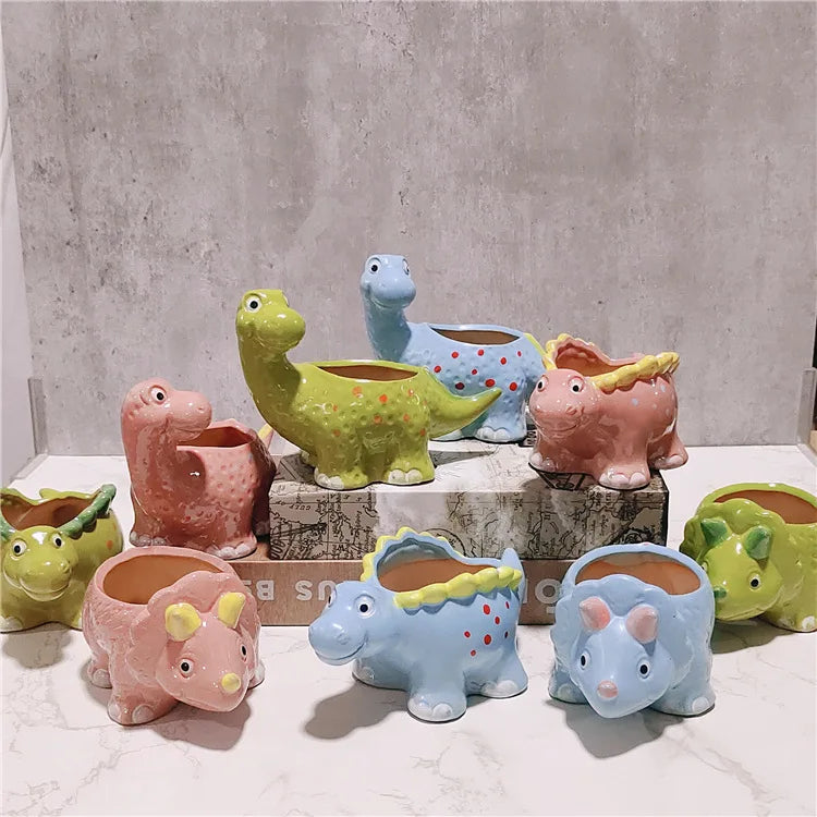 MSH Hot Selling Ceramic Dinosaur Succulent Plant Pot Kindergarten Decoration
