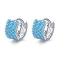RHE858 925 Sterling Silver Huggie Hoop Earring With Turquoise