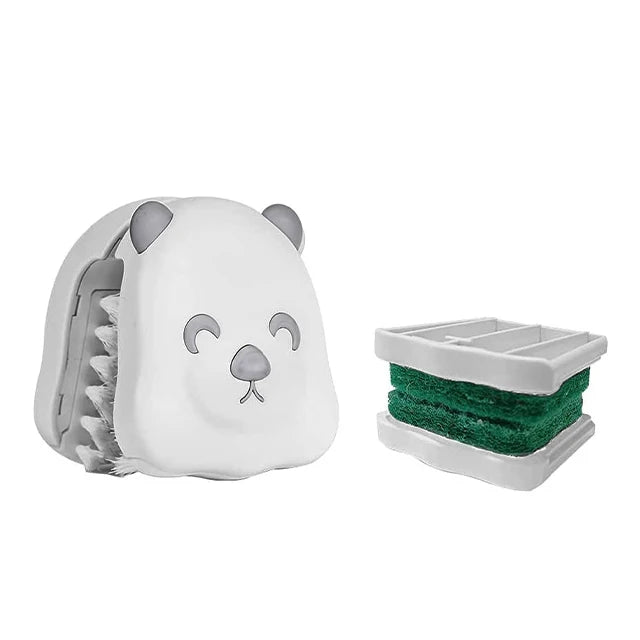 Double Sided Bear Shape Eco-Friendly Plastic Portable Handheld Kitchen Cleaning Brush for Chopsticks Forks & Dish Scrubbing