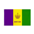 High Quality Promotional 3x5ft Polyester EN-71 AZO Free Certified Digital Printed Purple Yellow Green Mardi Gras Flag Wood